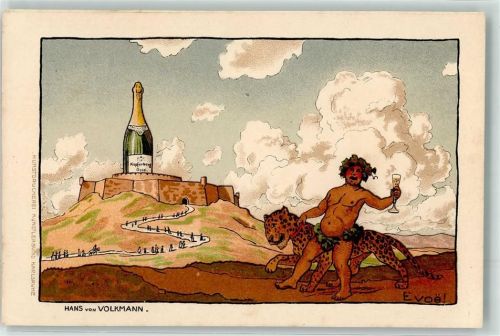 von Volkmann Hans Evoe Gepard Sektflasche Werbung Kupferberg Gold