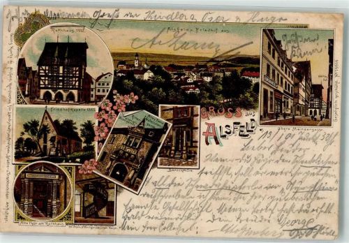 Alsfeld 1901 Rittergasse Rathaus AlteTür am Rathaus Obere Mainzergasse Friedhofkapelle