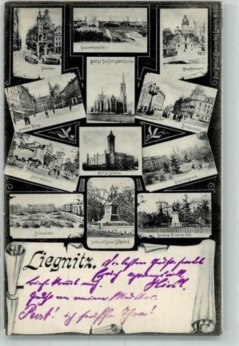 Liegnitz 1907 Heilige Dreifaltigkeitskirche Postamt Denkmal Kaiser Wilhelm I. Friedrich d. Große Schloss Schützenhaus