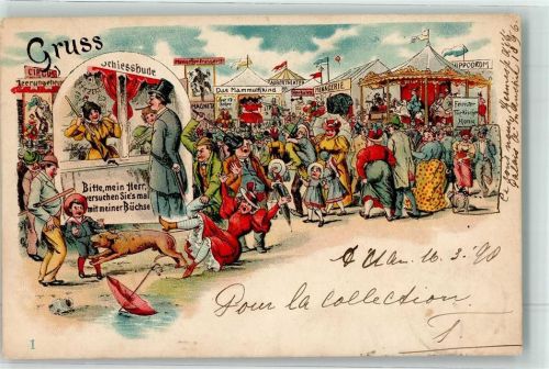 1898 Volksfest Schiessbude türkischer Honig Mammutkind Karussell