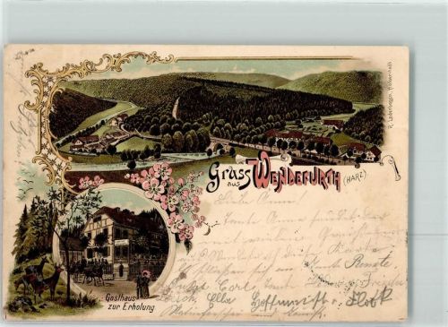 Wendefurth 1897 Gasthaus zur Erholung Lithographie