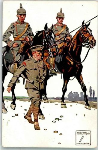 Soldaten Reiter Pickelhaube Künstlerkarte Nr 5