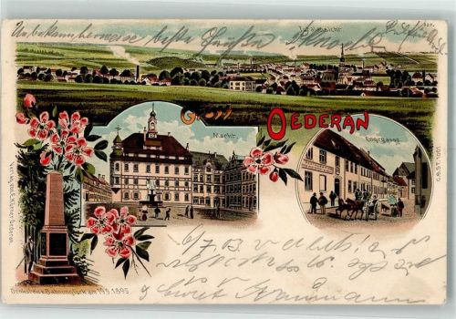 Oederan 1903 Engestraße Markt Gedenkstein an Bahnunglück 1895
