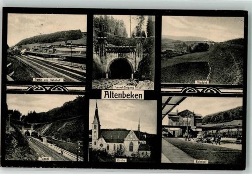 33184 W4791 Altenbeken Foto AK Viadukt Tunnel Bahnhof Gleisanlagen
