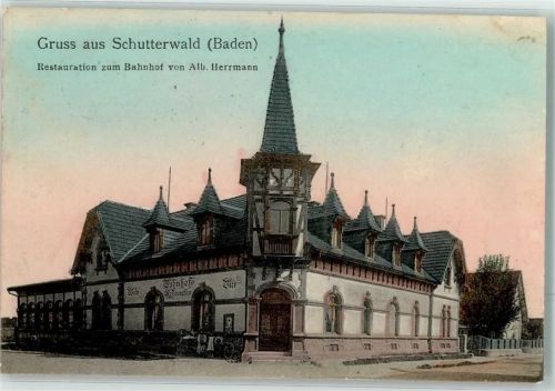 Schutterwald 1911 Gasthaus zum Bahnhof