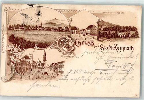Kemnath 1898 Stadt-Kemnath Stadtwappen Marktplatz Lichtenhof Anzenstein