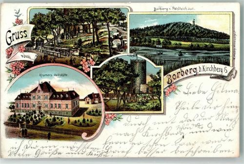 Kirchberg 1903 Vorberg Pohlteich Aussichtsturm Heilstätte Kramer Bahnpoststempel