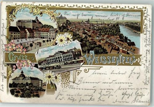 Weißenfels 1899 Schloß Bahnhof-Hotel Markt Bahnpost Berlin-Eisenach Zf. 2