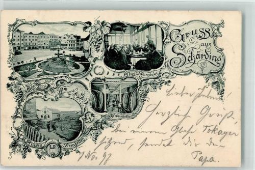 Schärding Innere Stadt 1897 Gasthaus Pfiegl`s Weinstube