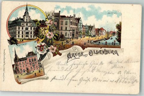 Oldenburg 1907 Schloß Rathaus Am Stau Wappen Bahnpost Bremen-