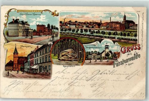 Fürstenwalde 1903 Rauenstein Marktplatz Neue Ulanen Kaserne Bergschlößchen