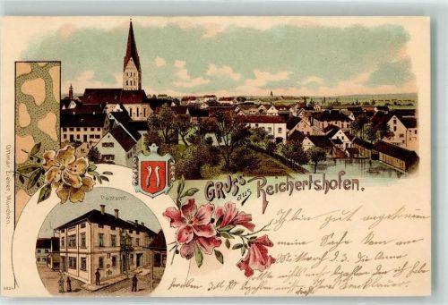 Reichertshofen 1899 Postamt Kirche Wappen