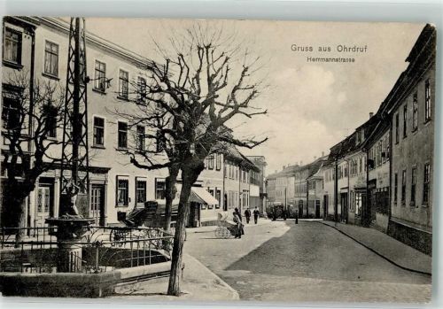 Ohrdruf 1913 Hermannstraße Brunnen Vignette Soldatenbrief