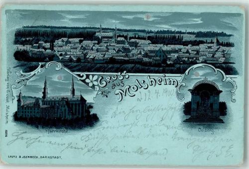 Molsheim 1900 Kirche Oelberg Mondschein