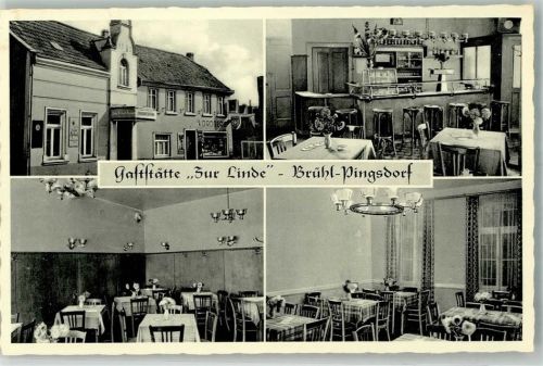 Pingsdorf Gasthaus "Zur Linde" Emailleschild Gastraum Zapftresen Drogerie