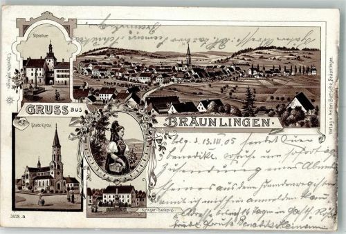 Bräunlingen 1905 Mühletor Stadtkirche Volkstracht Kriegerdenkmal