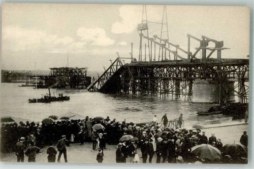 Köln Altstadt-Süd 101 1908 Eingestürzte Südbrücke 9.Juli 1908 Baugerüst