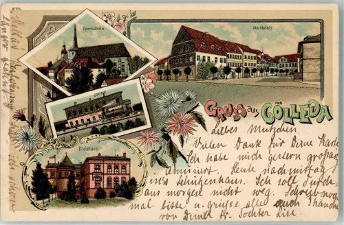 Kölleda 1902 Bahnhof Kreishaus Vipertuskirche Marktplatz