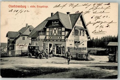 Oberbärenburg 1912 Kolonialwarenhandlung Haus Bergeshöhe Emailleschilder Autoverleih