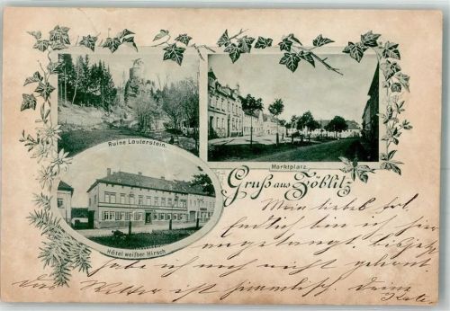 09517 O9347 Zöblitz 1898 - Marktplatz Hotel weißer Hirsch Ruine Lauterstein