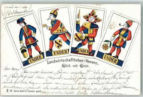 1904 Landwirtschaftlicher Verein Glück und Gruss Spielkarte Under Schweiz