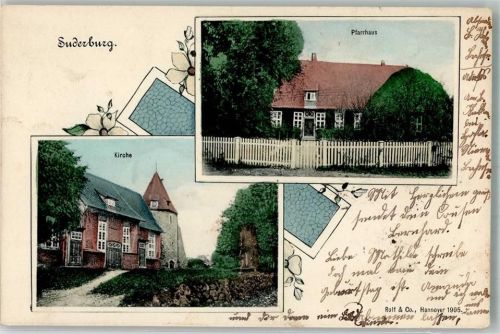 29556 W3113 Suderburg 1906 - Kirche Pfarrhaus Bahnpoststempel