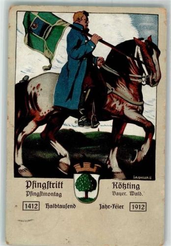 Kötzting 1912 500 Jahrfeier 1912 Pfingstritt Pferd Reiter u. Fahnenträger von Sailer