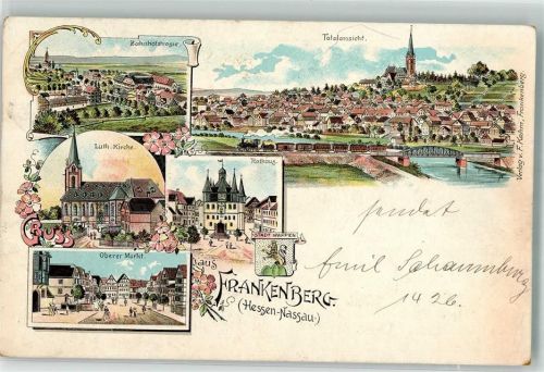 Frankenberg 1901 Oberer Markt Luth. Kirche Rathaus Bahnhofstraße Sammlung Dressel Regensburg