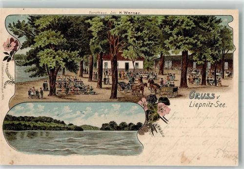 Liepnitzsee Lithographie Gasthaus Forsthaus Garten Liepnitz-See