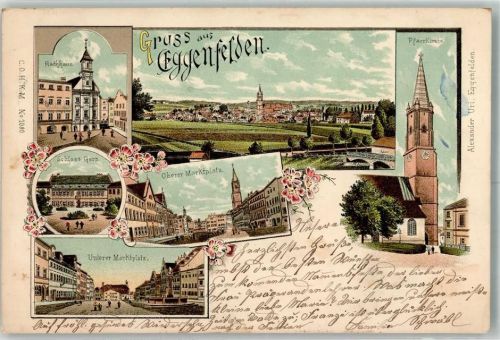 Eggenfelden 1898 Unterer Marktplatz Schloß Gern Oberer Marktplatz Pfarrkirche