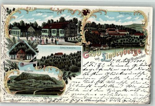 Duderstadt 1901 Lindenberge Forsthaus Lindenberg Zur schönen Aussicht Ohmgebirge Schloß Bodenstein