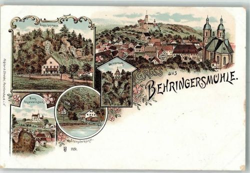Behringersmühle Vorläufer Logierhaus Popp Burg Gössweinstein Stempfermühle Gailenreuth Lithographie