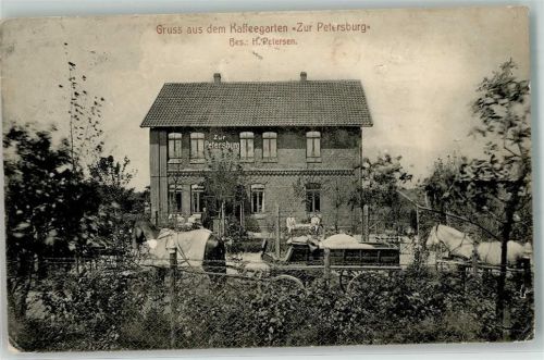 Langenhagen 1913 Cafegarten Zur Petersburg Pferdekutsche Foto AK