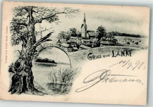 16348 O1281 Lanke 1898 Künstlerkarte Dorfkirche Großer Lankesee