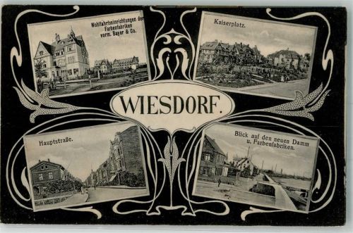 Wiesdorf 1909 Neuer Damm Farbenfabriken Wohlfahrtseinrichtungen Bayer & Co-Farben Kaiserplatz Hauptstraße