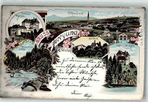 94078 W8393 Freyung , Niederbay 1898 Lithographie Schloss Wolfstein Buchberger Leithe Bucheck