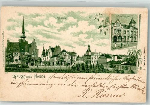 14641 O1550 Nauen , Havelland Lithographie Königsplatz Kaiserl. Postamt