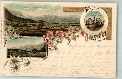 Ohlstadt 1898 Herzogstand Zugspitze Gasthaus zur Post Edelweiß