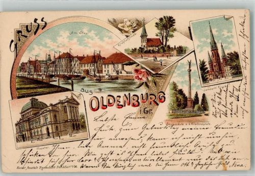Oldenburg 1896 Am Stau Theaater Kirchhofslinde Lamberti Kirche