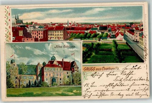 16259 O1311 Cöthen 1903 Lithographie Altes Schloß