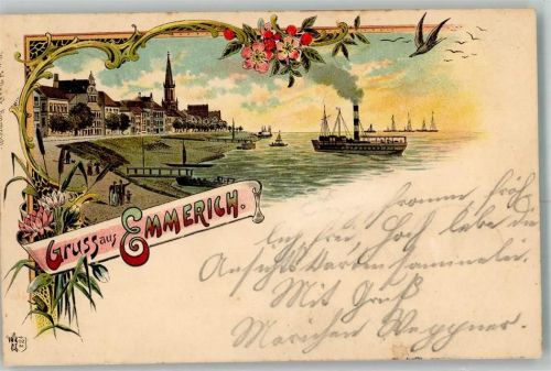 Emmerich 1899 Möwe Rhein-Dampfer Verlag Ottmar Zieher-München