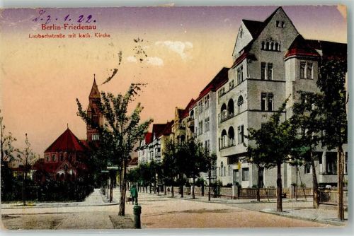 Friedenau 1922 Laubachstraße m. Kath. Kirche Inflationsporto 125 Mark