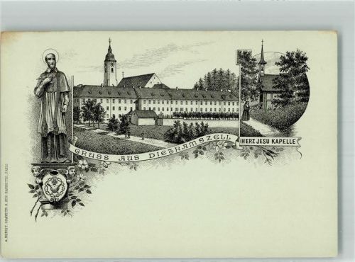 Dietramszell Verläufer Druck um 1890 Kloster Dietmarszell Herz Jesu Kapelle