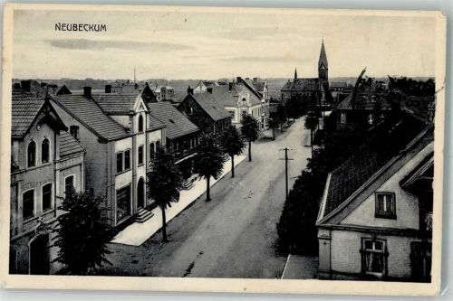 Neubeckum 1909 Ortstraße Christuskirche Bahnpost Köln-Hannover Zg. 213