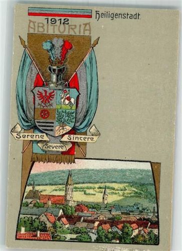 Heilbad Heiligenstadt Abituria 1912 Pennälerwappen Serene Sincere Severe Studentika Reisnagel Stauchung