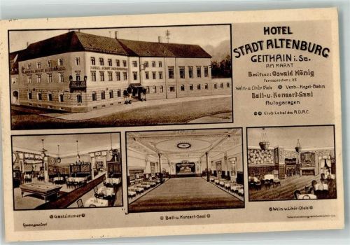 Geithain Hotel Stadt Altenburg Gastraum Billardtisch Konzertsaal Weni- und Likör-Diele