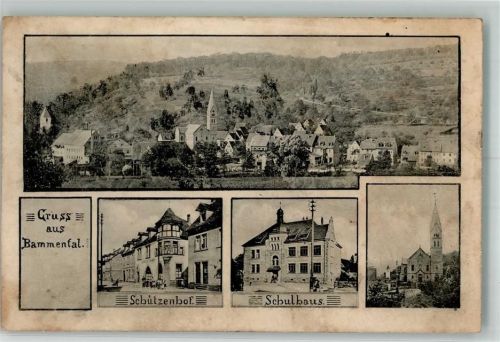 69245 W6919 Bammental 1912 Gebrauchsspuren Schützenhof Schulhaus Kirche