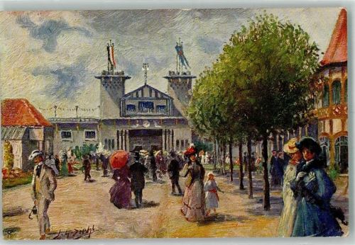 Oldenburg 1905 sign. Siehl J.G.Landes Ausstellung Gr. Industriehalle u. Hauptgasthaus
