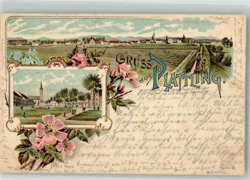 Plattling 1897 Feldweg Kirche St. Magdalena