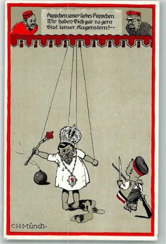 sign. C,H. Münch Zar Nikolaus Russland Marionette Karikatur